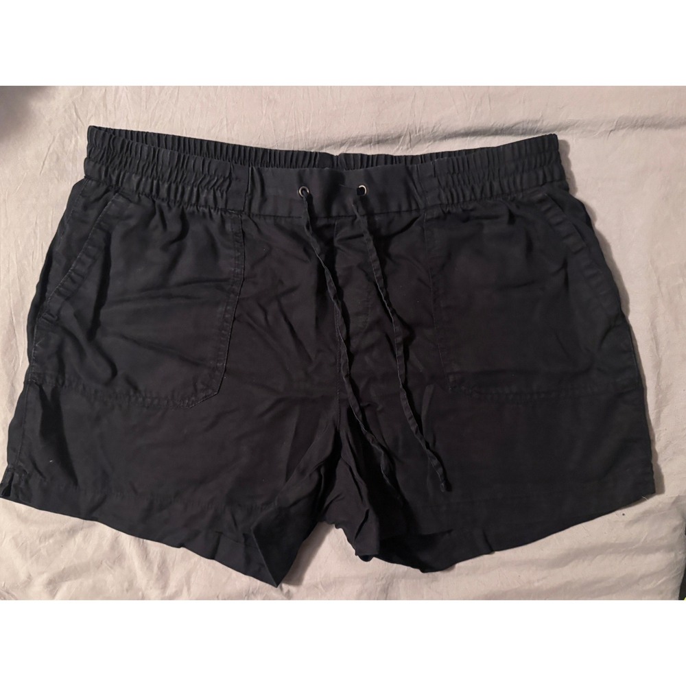 Old Navy Womens Black Linen Blend Utility Drawstring Shorts Size Large